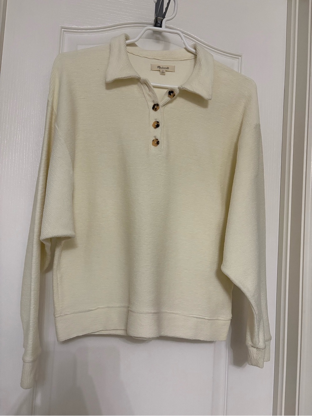 Madewell Cream Knit Polo Sweater